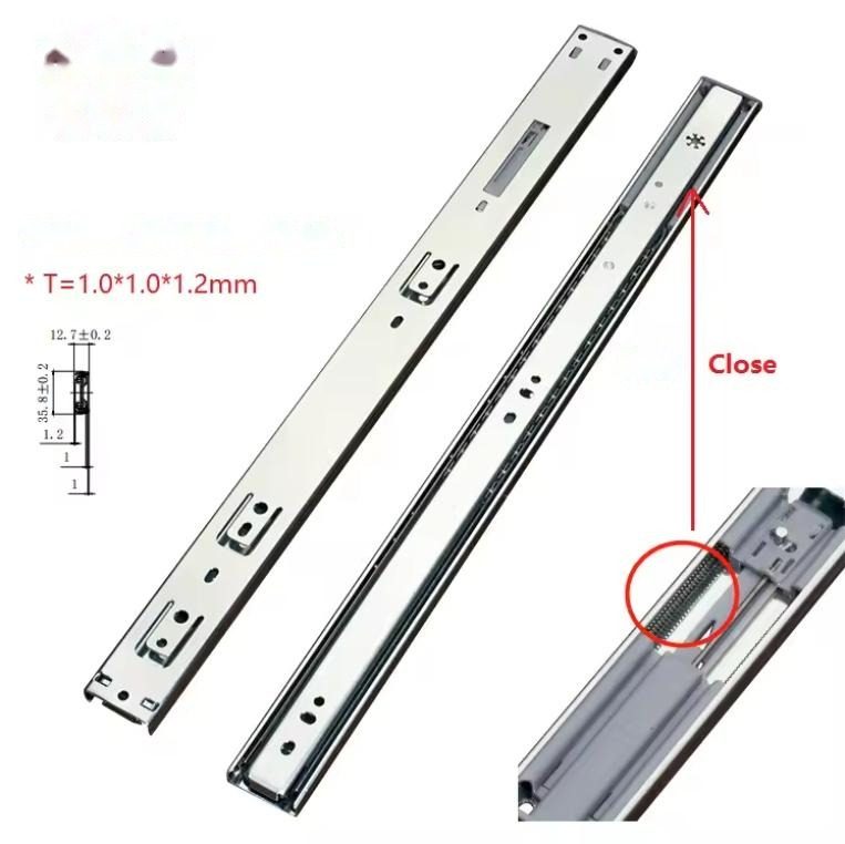 High Quality 36mm Buffer Furniture Hardware Soft Close Drawer Slides - Telescopic Rail and ODM