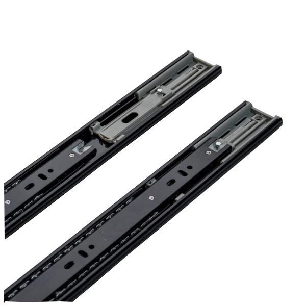 High Quality Black 45mm 3 Fold Soft Close Kitchen Cabinet Drawer Rail Ball Bearing Drawer Slide Telescopic Slide - 2026