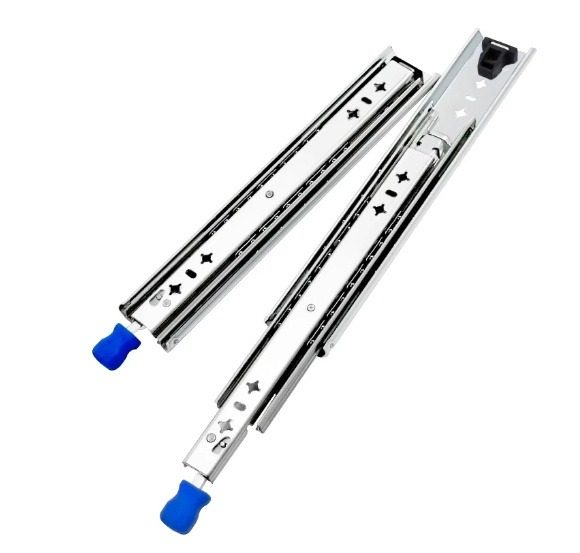 Foshan Free Sample 53mm Width Furniture Hardware with Lock Ball Bearing Telescopic Drawer Slide - Drawer Slides